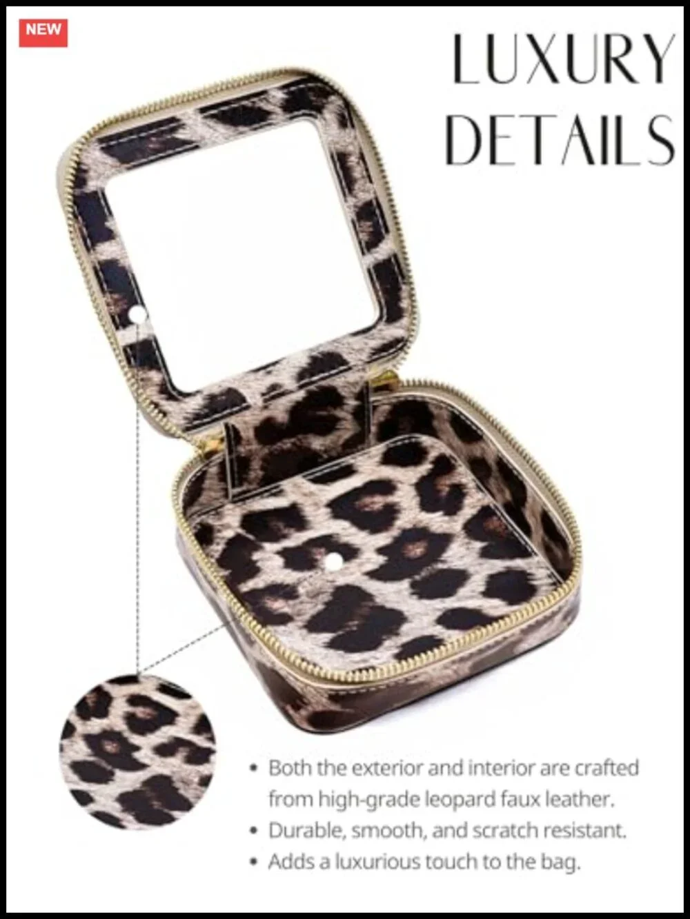 Clear Makeup Bag Faux Leather Leopard Print for Purse Travel Mini Cosmetic Pouch